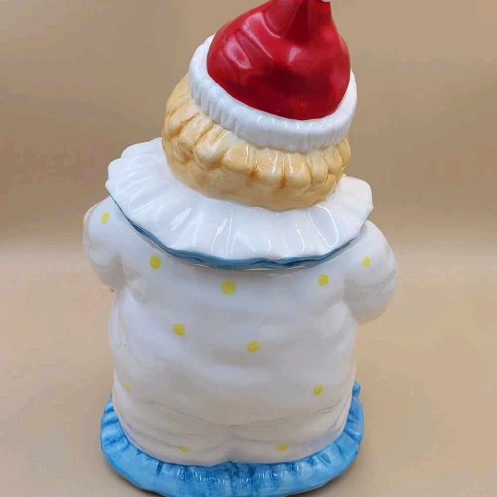 Vintage Ceramic/Porcelain Star Starry Eyed Circus Clown w/ Puppy Cookie Jar